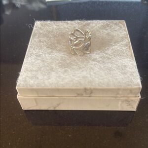 Elegant Silver Tone Ring with Silver Accents